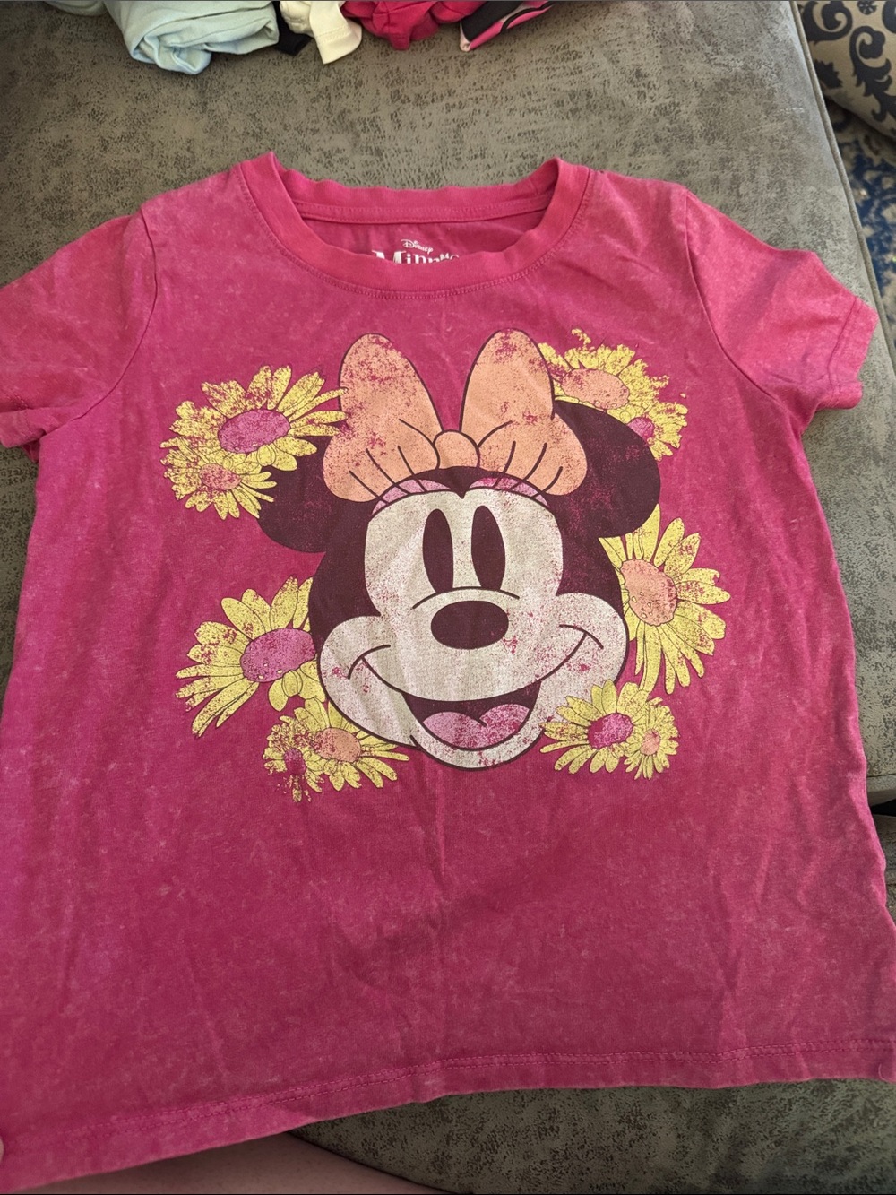 Disney Girls' Hot Pink Minnie Mouse Sunflower Graphic Tee
